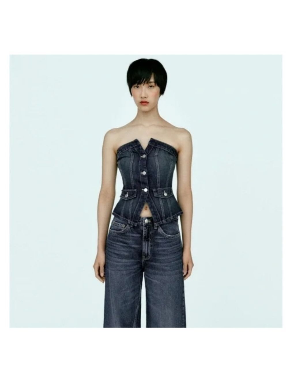 Zara Denim Corset Top